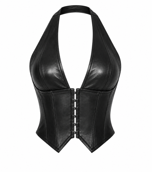 Black Noir Faux Leather Corset