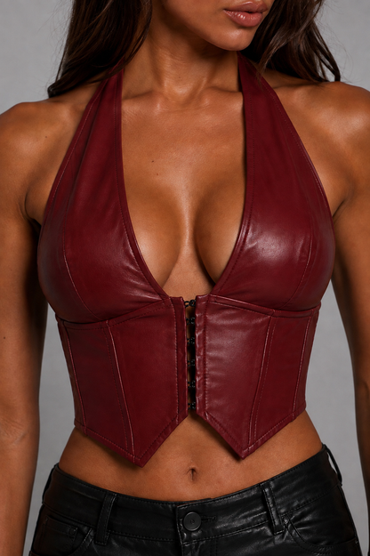 Red Ruby Faux Leather Corset