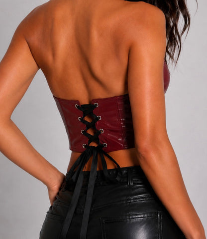 Red Ruby Faux Leather Corset