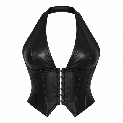 Black Noir Faux Leather Corset