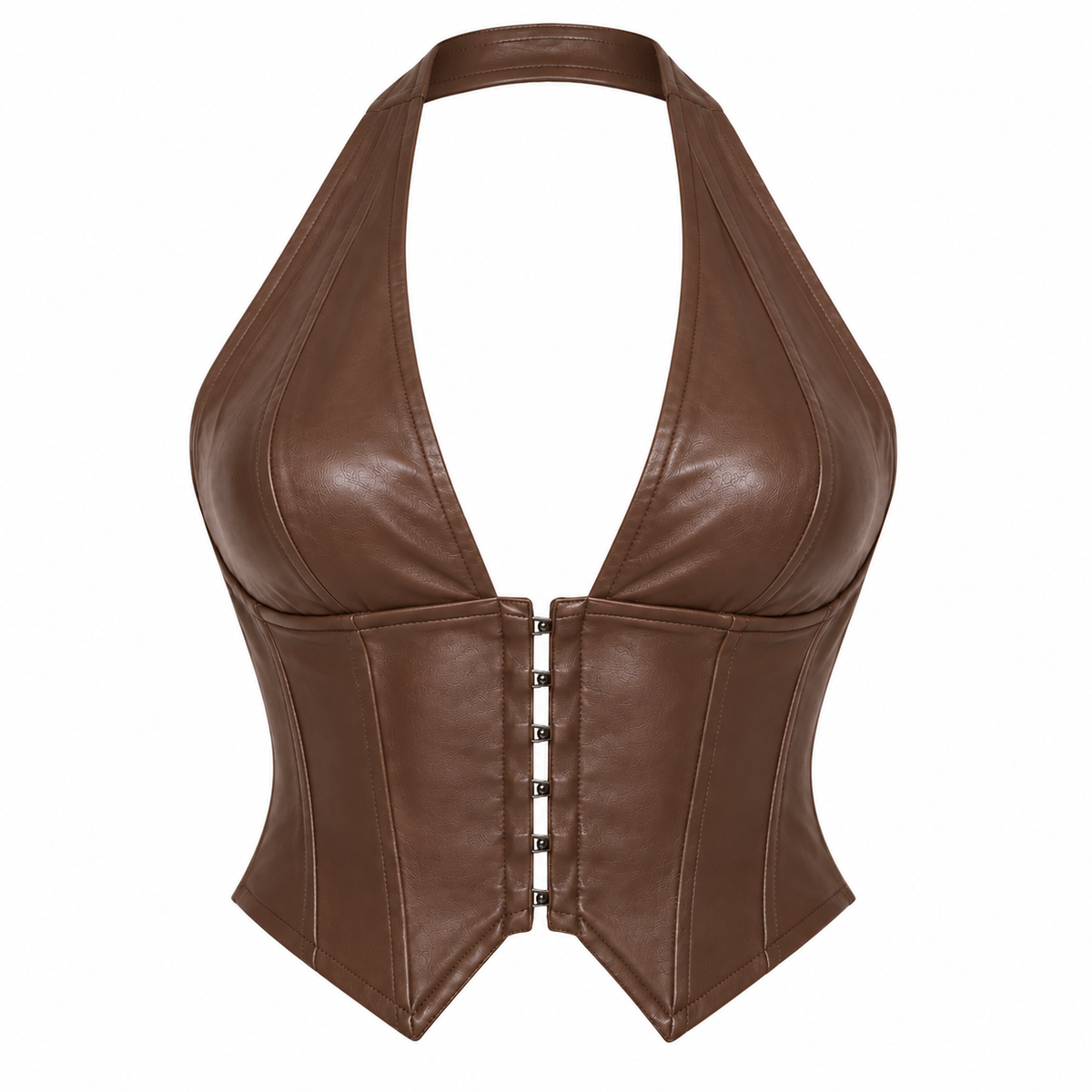 Brown Mocha Faux Leather Corset